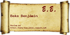 Beke Benjámin névjegykártya